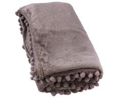 Enjoy Home P030NA130160, Plaid Flannel avec Petits Pompons, 130x160cm, Naturel, Polyester, 130x150cm