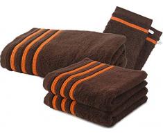 Lot de 2 Serviettes de Toilette + 1 Drap de Douche + 2 Gants de Toilette 100% Coton - 550 GR/m2
