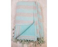 TML Fouta Ã Tissage, Coton, Lin Rayures Beige, Taille Unique