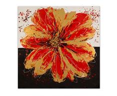 Arte Dal Mondo AS271X1 Fleur Rouge et Or Tableau Modern Peint à la Main sur Toile avec Chassis, Multicolor, 120x120x3,5 cm
