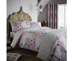 Catherine Lansfield Ethnic Floral Patchwork Parure Housse de Couette, 100% Coton, Rose, Simple, 160 x 200 x 1 cm, 15 unités