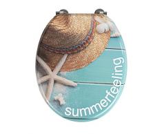 Wenko 22083100 Abattant WC Summer Feeling, Bois, Multicolore, 37x6x46,7 cm