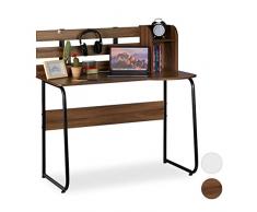 Relaxdays 10026041_955 Bureau, Compartiments et Dossier, Table de Travail pour Jeunes, étudiants,HlP 110x110x57 cm, Bois Noir, Panneau de Particules, Fer, Brun foncé, 110 x 110 x 57 cm