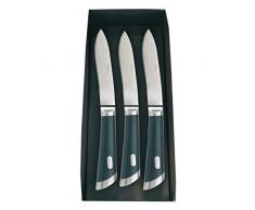 Sambonet 52552 A01 Special Knife 18/10 Lot de 3 Couteaux à Steak T Bone 25,6 cm, Lame Lisse, Acier Inoxydable, Noir 3 unités