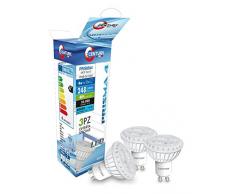 Century PR4B-041060Â Lot de 3 spots tri LED 38Â°, culot GU10, 4Â W, 6000Â K, 248Â lm, en plastique blanc