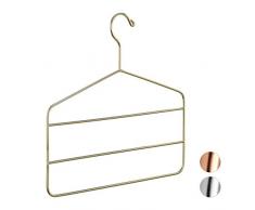 Relaxdays 10026608_259 Cintres Multiples 3 Barres, Pantalons, Robes, Ãcharpes, Design mÃ©tal, Gain de Place, 4 mm, dorÃ©, Or, 33 x 36,5 x 0,4cm