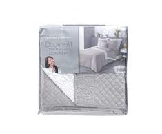 douceur dintérieur couvre lit 2 personnes matelasse 220x240 cm microfibre bicolore cottage lin/blanc