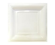 GUILLIN - QUADRIPACK AC185B SACHET DE 50 Assiette Carree Reutilisable, PolystyrÃ¨ne, Blanc, 18,4 x 18,4 x 1,8 cm