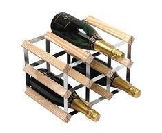 RTA Casier à Bouteilles préassemblé Acier galvanisé/pin Naturel Capacité 9 Bouteilles