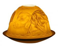 Him DL0060 Canine (Dogs) - photophore en Porcelaine Blanc CassÃ©, 12x12x8 cm