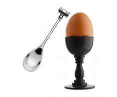 Alessi Mw14set B Dressed Coquetier en RÃ©sine Thermoplastique, Noir avec Cuiller Ouvre Åuf Ã la Coque en Acier Inoxydable 18/10 Brillant