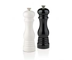 Le Creuset Set de Moulins, Moulin Ã Sel et Poivre, Corps Ultra RÃ©sistant ABS, 6 x 6 x 20,8 cm, MÃ©canisme en CÃ©ramique, Noir/Blanc