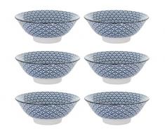 H&H H & H Blue Stamp Set coupelles, Porcelaine New Bone China, Bleu/Blanc, 6Â unitÃ©s