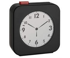 TFA-Dostmann 60.255501 Réveil sans Fil avec écran LCD avec Affichage analogique de lheure, idéal comme réveil, réveil de Voyage, réveil Noir/Rouge, 72 x 27 x 77 mm