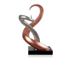 Arte Dal Mondo D6345HCS Flux Harmonieux Statue Sculpture Abstraite en rÃ©sine dÃ©corÃ©e cuivre et Feuille dargent avec Base en marbre, Multicolore, 45 x 23 x 61 cm