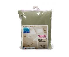 Nuit des Vosges 2224917 Caen Drap Housse Flanelle Unie/Coton Gris 90 x 190 cm