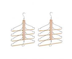 Relaxdays 10024652_303 cintres à vêtements Multiples, Bois, métal, Naturel, 49 x 42,5 x 2,5 cm