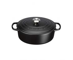 Le Creuset, Cocotte Signature en Fonte Ãmaillée avec Couvercle, à 25 cm, Ovale, Compatible avec Toutes Sources de Chaleur (Induction Incluse), Capacité : 3.2 L, 3.672 kg, Noir