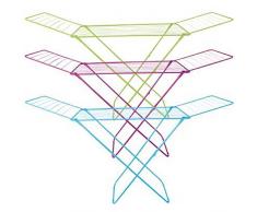 MSV 130141 Etendoir Ã Ailes 20 metres Couleurs, Acier/Peinture, Bleu/Vert/Fuchsia