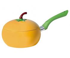 Home La Linea Casserole avec Couvercle avec Manche, Aluminium, Jaune/Vert, 18 cm