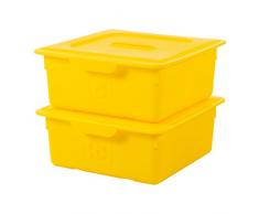 Iris Ohyama, set - 2 boîtes de rangement pour jouet avec couvercle - Smiley Kids Boxes - KDL-330, jaune, 10 L, 31,5 x 33 x 13,5 cm