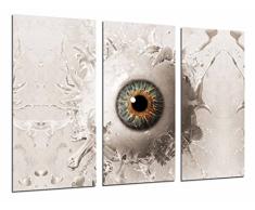 Tableau Moderne Photographique, Impression sur bois, DÃ©coration oeil vert oeil humain fond blanc, iris, 97 x 62 cm, ref. 27006