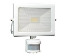 Tibelec 350310 Projecteur Blanc LED Extra Plat avec dÃ©tecteur de Mouvement 20W 1660 lumens-Non cÃ¢blÃ© Garantie 5 Ans, Aluminium, 20 W, 70x190x192mm