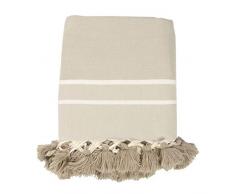 Moorish Idol - Plaid Chevron Pompon- 160cm x 250cm- Taupe Clair
