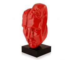 Arte Dal Mondo C6592PR TÃªte Sculpture surrÃ©aliste en rÃ©sine laquÃ©e avec Base en marbre, Red, 50x24x32 cm
