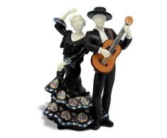 Nadal Couple avec guitare noire figurine décorative, 13,5 cm