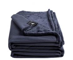 zoeppritz since 1828 Reborn Bliss Couverture - Fourrure synthétique - Couverture Plaid Moelleuse et Luxueuse Imitation Fourrure avec Dos Lisse - de, Polyester, 970 Charcoal, 180 x 220 cm