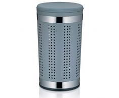 Kela 21819 Sevilla Panier à Linge avec Coussin de Siège en Simili-Cuir Gris Clair