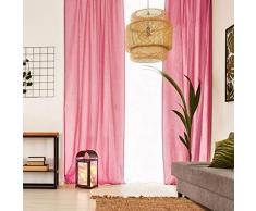 Thedecofactory Premium Voilage, Coton, Fuchsia, 110 x 250 x 3 cm