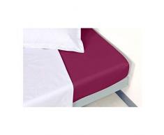 Vent Du Sud Drap Housse Uni en Coton Percale, Aubergine, 200x160 cm