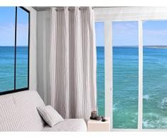 Soleil docre Cotonnade Rideau ÃÂ ÃÂ oeillets Jacquard Polyester Coton Gris Clair 135x250 cm