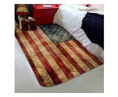 HOK- Tapis Ultra Doux Drapeau Us Bleu - Polyester - 70 X 95 cm - Tapis Chambre Enfant - Made in Europe