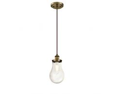 Westinghouse 6338640 63386 Luminaire Suspendu dIntérieur à Une Lampe, Finition Larme Clair, Verre, Étain Antique