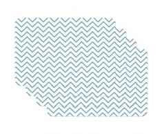 Venilia Set de table Zig zag fin bleu, 45 x 30 cm, 4 pcs, antidÃ©rapant rÃ©siste Ã la chaleur et fait, PolypropylÃ¨ne, 59078