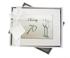 Blanc Coton Cartes danniversaire Ãge 70Â flÃ»tes Album Photo, Tissu, Blanc, 16Â x 20.5Â x 4Â cm