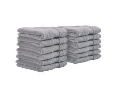 iDesign ensemble serviettes de bain (lot de 12), petites serviettes en coton au design tissÃ©, set de 12 serviettes de toilette douces pour sÃ©cher le visage ou les mains, gris