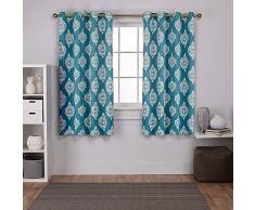 Exclusif Home Médaillon Rideaux occultant Thermique Grommet Top fenêtre Panneau de Rideau Paire, Bleu Sarcelle, 52 x 63