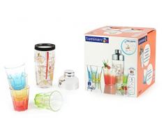 Luminarc Set à cocktail CRAZY couleurs 5 pièces avec World Cocktail Shaker 20 oz/58 cl | Imprimé Recette Cocktail Shaker en verre cocktail shaker, Arcoroc Cocktail Shaker (Nouveau pour 2014) Livraison gratuite UK