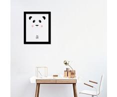 WALPLUS Dessin animé Panda Impression sur Toile Stickers muraux, Vinyle, Multicolore, 40 x 30 x 3 cm
