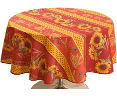 Le linge de Jules Nappe Anti-Taches Tournesol Rouge - Taille : Ovale 150x240 cm