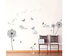Walplus Autocollant Mural Combo Noir Pissenlit Plus Learn Live Hope Citations - Bureau Maison Décoration, 213cm x 187cm, PVC, Amovible, Autocollant, Multi-Color