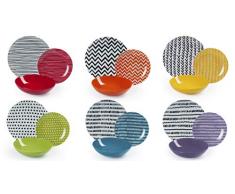 Excelsa Crazy Line Service Assiettes 18 Pièces, Porcelaine et céramique, multicolore