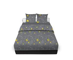 Soleil docre Lisa lit, Parure de Drap, Coton, Gris, 260 x 300 cm