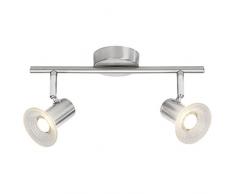 Brilliant G20413/13 Walk Plafonnier 2 Lumières, Métal/Plastique, Intégré, 4 W, Acier