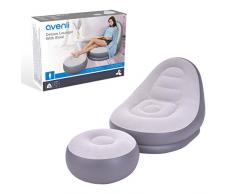 Fauteuil Latex Gonflable 2 PiÃ¨ces 125 x 100 x 85 cm, Gris/Noir