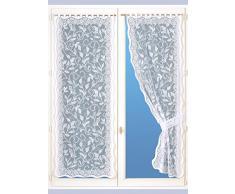 HomeMaison Bonne-Femme Paire de Voilages avec Embrasses, Polyester, Blanc, 160x90 cm